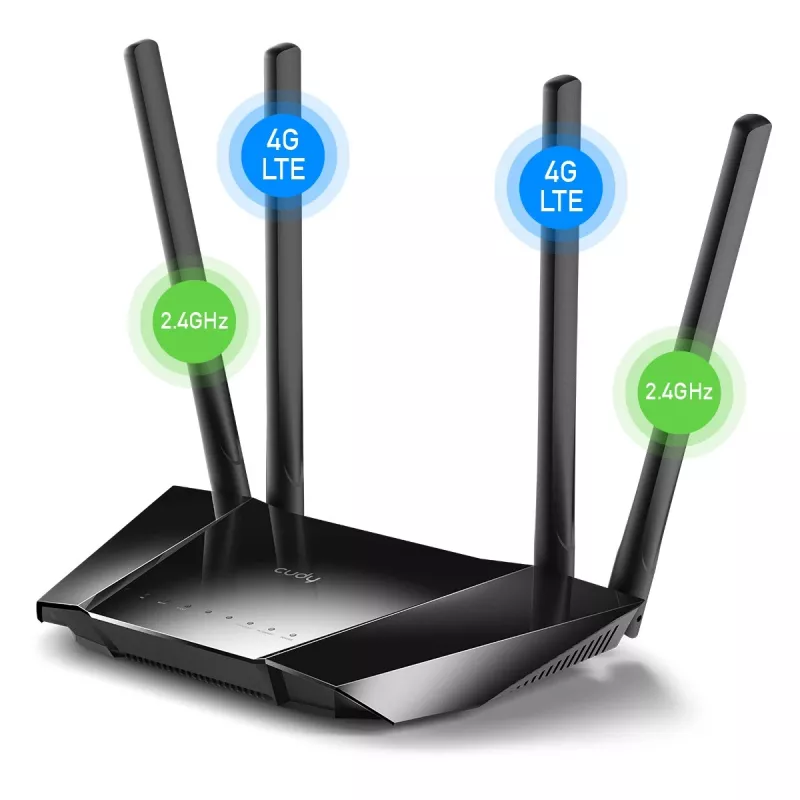 Router bezprzewodowy Cudy LT400 Fast Ethernet, jednopasmowy (2,4 GHz), 4G, czarny