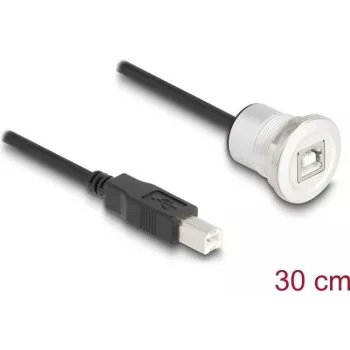 Kabel USB DeLOCK 88182 USB 2.0 0,3 m USB B Czarny Srebrny
