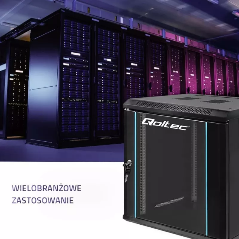 Szafa rack 19 inch QOLTEC 54464 12U 600x635x450 Czarna