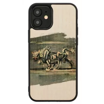 Etui na telefon Man and Wood do iPhone 12 mini — wzór biały byk