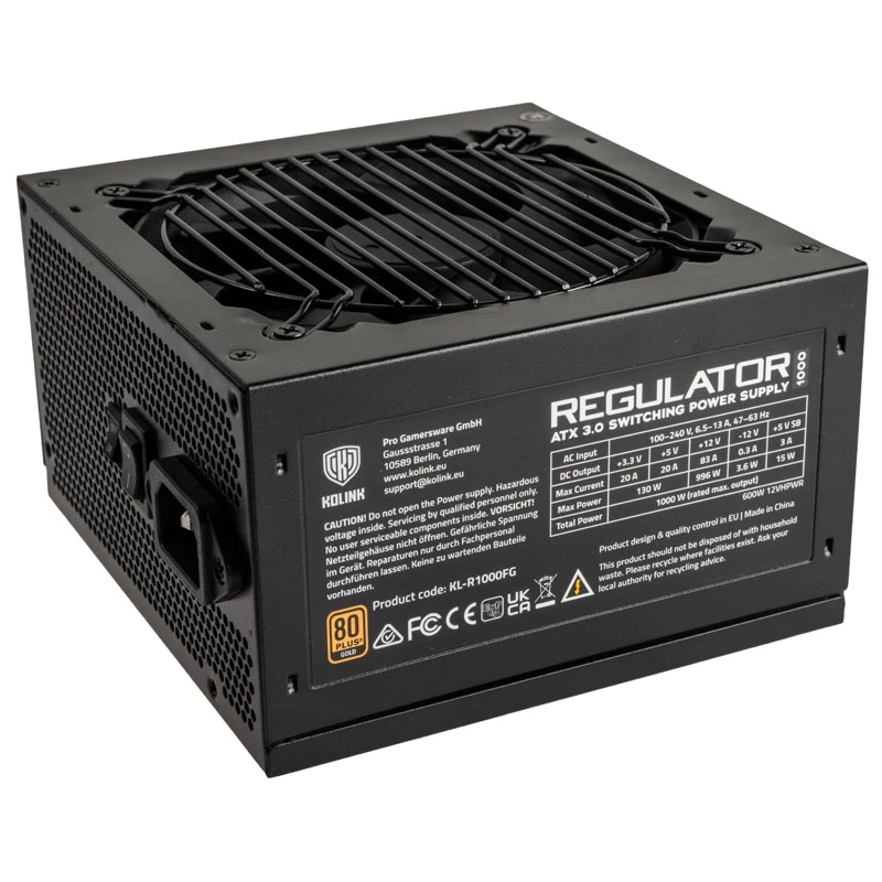 Kolink Regulator 80 PLUS Gold PSU, ATX 3.0, PCIe 5.0, modularny - 1000 watów