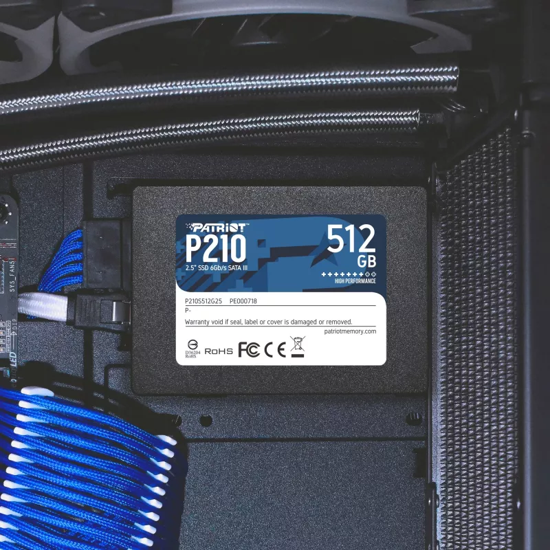 Dysk SSD 2,5 cala SATA III PATRIOT P210 512 GB — odczyt 500 MB/s, zapis 400 MB/s