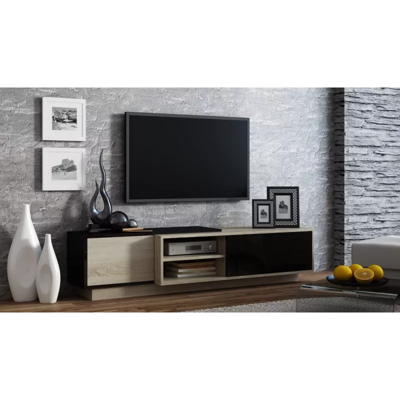 Cama szafka TV SIGMA1 180 dąb dąb sonoma/czarny połysk