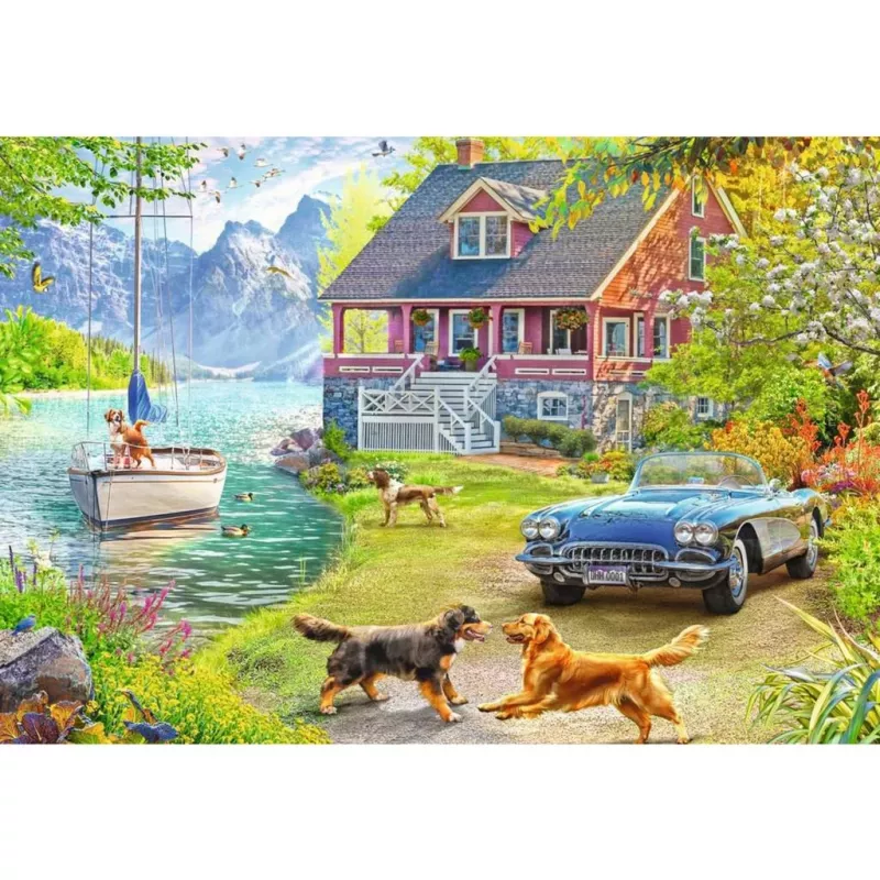 Puzzle Ravensburger Feel Well & Puzzle – Domek letniskowy nad jeziorem, 200 elementów