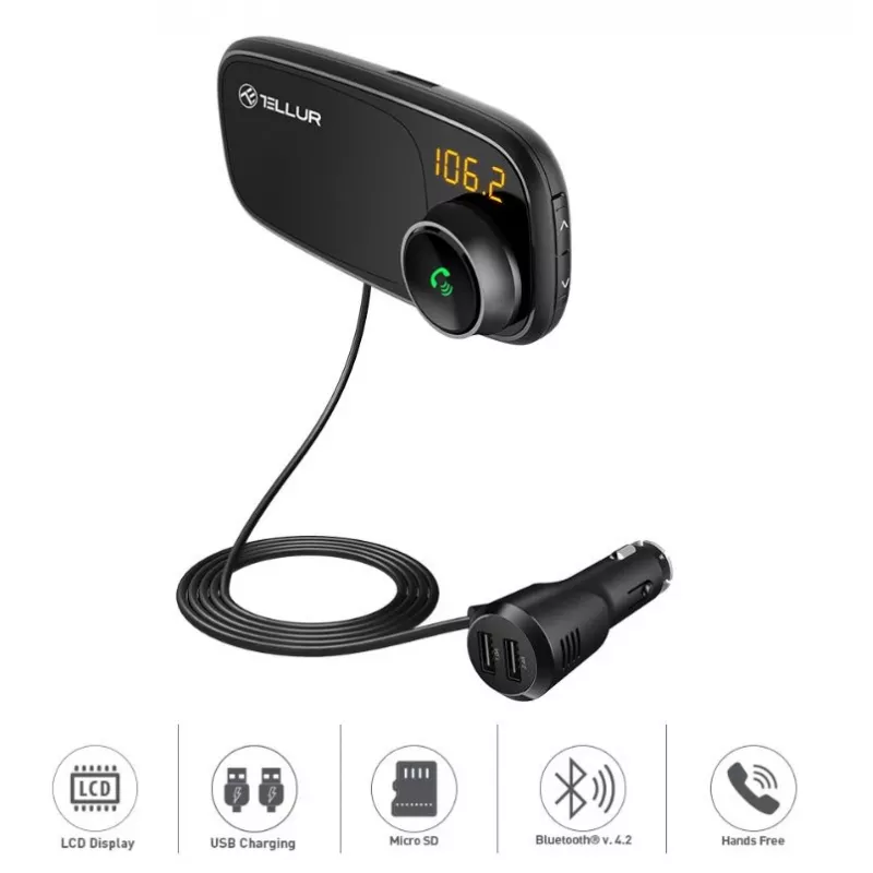 Magnetyczny uchwyt na telefon Tellur FMT-B6 Czarny — Regulowany kąt, Kompatybilny ze smartfonami