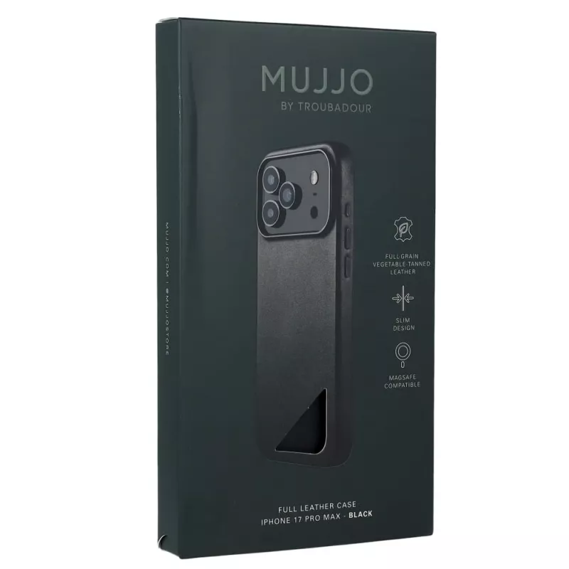 Mujjo Full Leather Case Etui na iPhone 17 Pro Max czarny