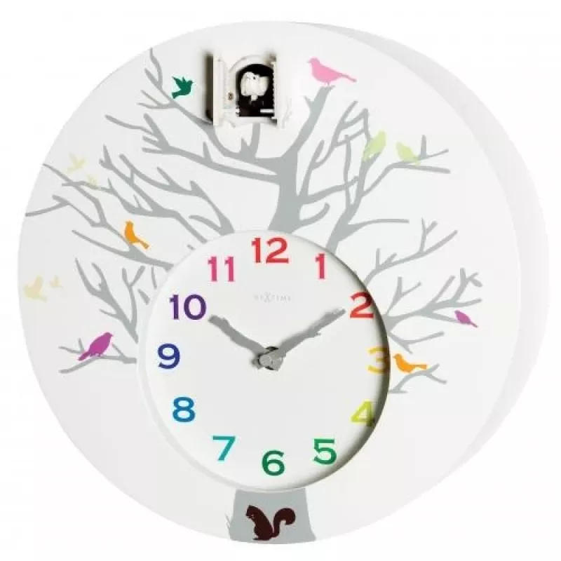 NeXtime zegar 2998wi Cuckoo Round, 30x10 cm, ścienny, biały