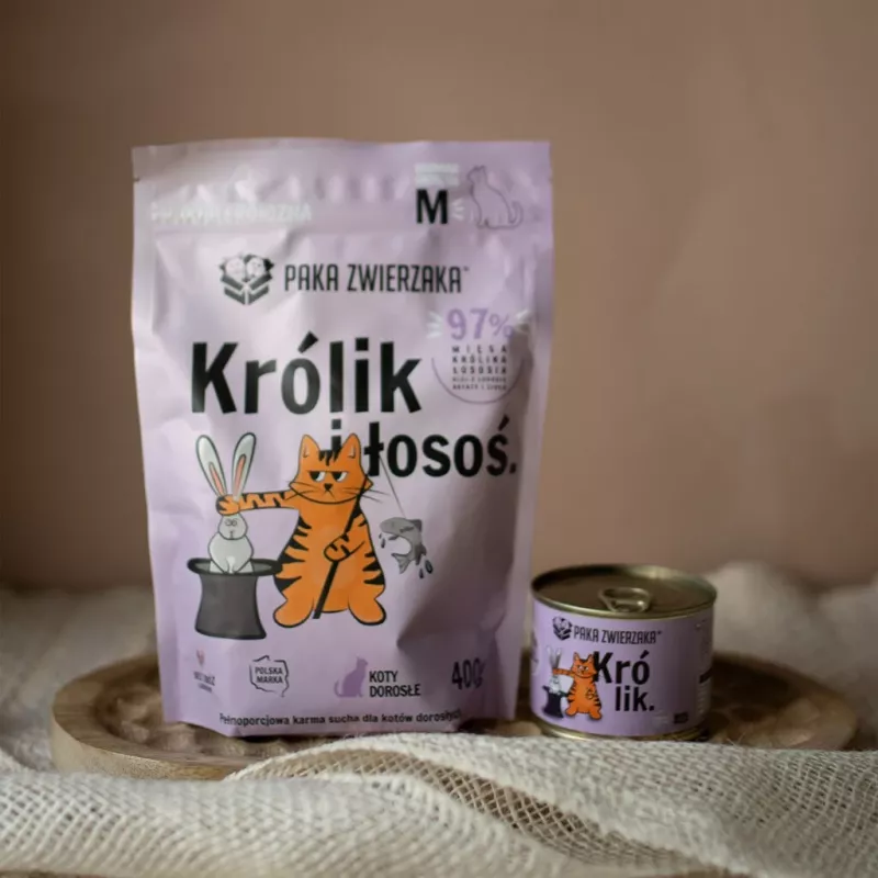 PAKA ZWIERZAKA Rabbit and salmon - sucha karma dla kotów - 400g