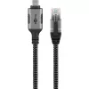 Ethernet-kabel USB-C 3.2 Gen2 Plug > RJ-45 Plug, LAN-Adapter Czarny/Srebrny, 1,5 Meter, braided textile jacket