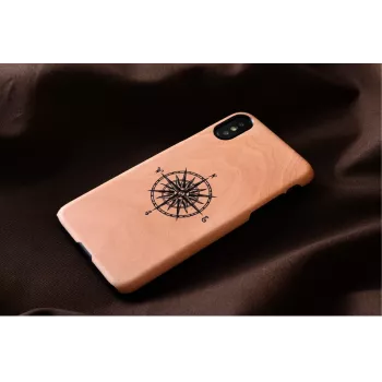 Etui na smartfon man and wood do iPhone X/XS, czarne, ochronne etui z elementem kompasu