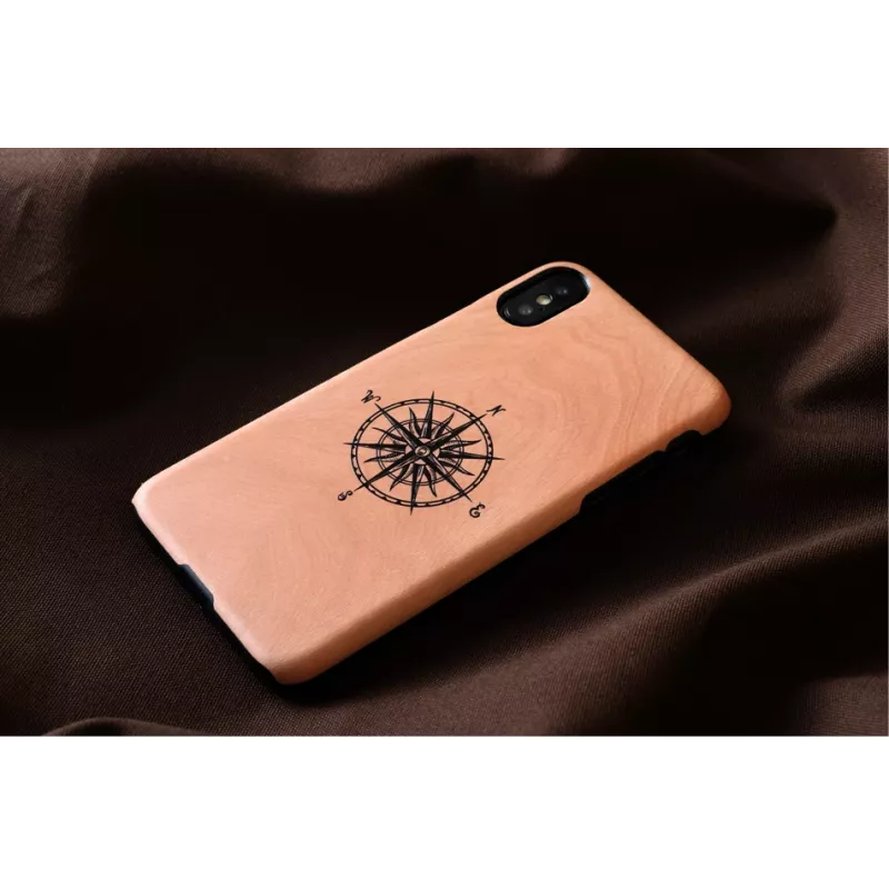 Etui na smartfon man and wood do iPhone X/XS, czarne, ochronne etui z elementem kompasu