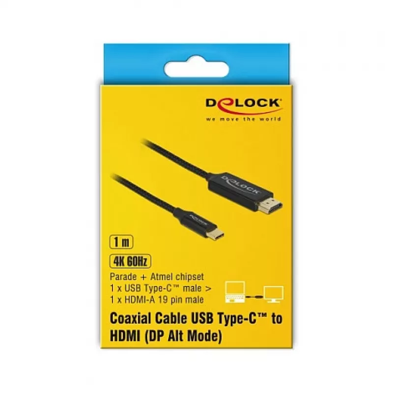 Przejściówka wideo DeLOCK 84904 USB Type-C na HDMI 1m Czarny