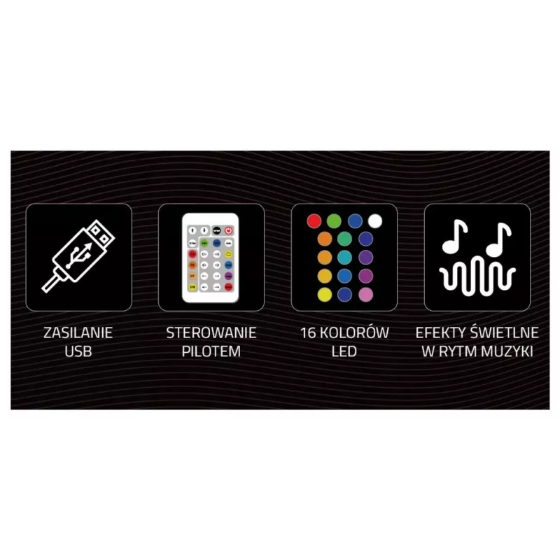 Dekoracyjne światło neonowe MANTA SNL58RGB — pasek LED zmieniający kolory RGB, model SNL58RGB