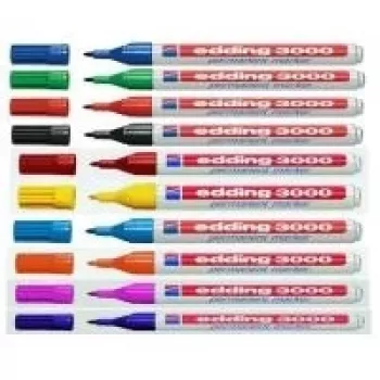 Marker permanentny Edding 3000 Czarny Niebieski Zielony Czerwony 4 szt.