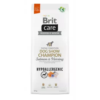 Sucha karma dla psa Brit Care Hypoallergenic Dog Show Champion 12 kg — dla dorosłych psów, łosoś i śledź, 26% białka, 16% tłuszczu