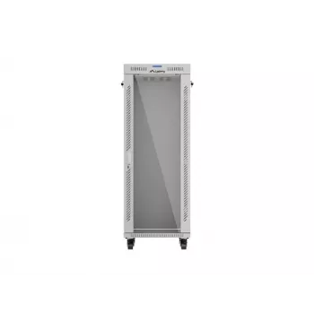 LANBERG 19-calowa 32U stojąca szafa rack 600×600 mm szara z perforowanymi drzwiami i LCD (płaska paczka)