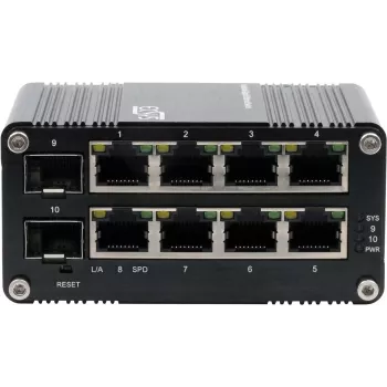Przełącznik zarządzalny Gigabit Exsys EX-62035M-SFP — 8 portów Gigabit RJ45 + 2 porty SFP, zarządzany przez przeglądarkę