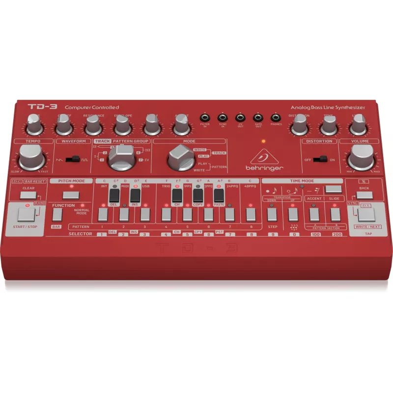 Analog synthesizer Behringer TD-3-RD czerwony 9V DC