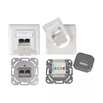 EFB-Elektronik Gniazdo danych Kat.6 250MHz góra/dół, podtynkowe, 2xRJ45, RAL9010 Producent: EFB Elektronik (ET-25211.1V1)