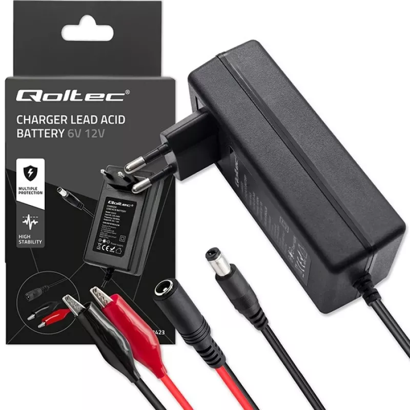 Ładowarka QOLTEC 52423 do akumulatorów AGM/GEL/STD 6V/12V 1,5A