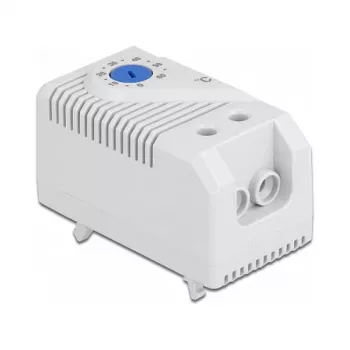 Termostat DELOCK 66823, obudowa z tworzywa sztucznego IP20, 30 W, 250 V, 10 A, 43×60×33 mm, niebieski/szary
