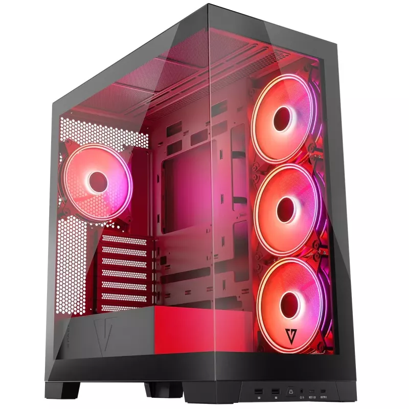 Obudowa PC MODECOM Volcano SPACE APEX ARGB Midi Tower, hartowane szkło, USB-C, obsługa ATX/microATX/Mini-ITX, GPU do 430 mm, chłodzenie CPU do 180 mm