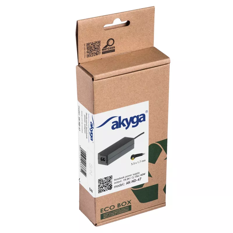Akyga AK-ND-47 zasilacz do laptopów Acer, 40 W, 19 V / 2,15 A, 5,5 x 1,7 mm