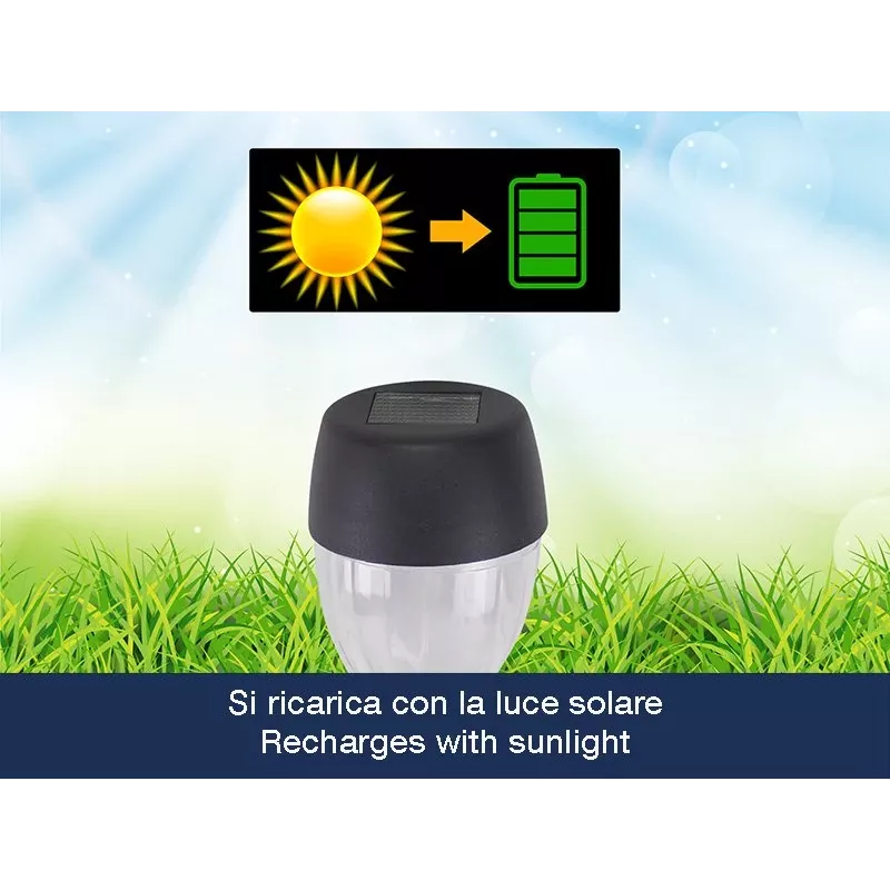 Zestaw lamp solarnych zewnętrznych Beper P207ILO050 — 5 wodoodpornych lamp do ogrodu i ścieżek