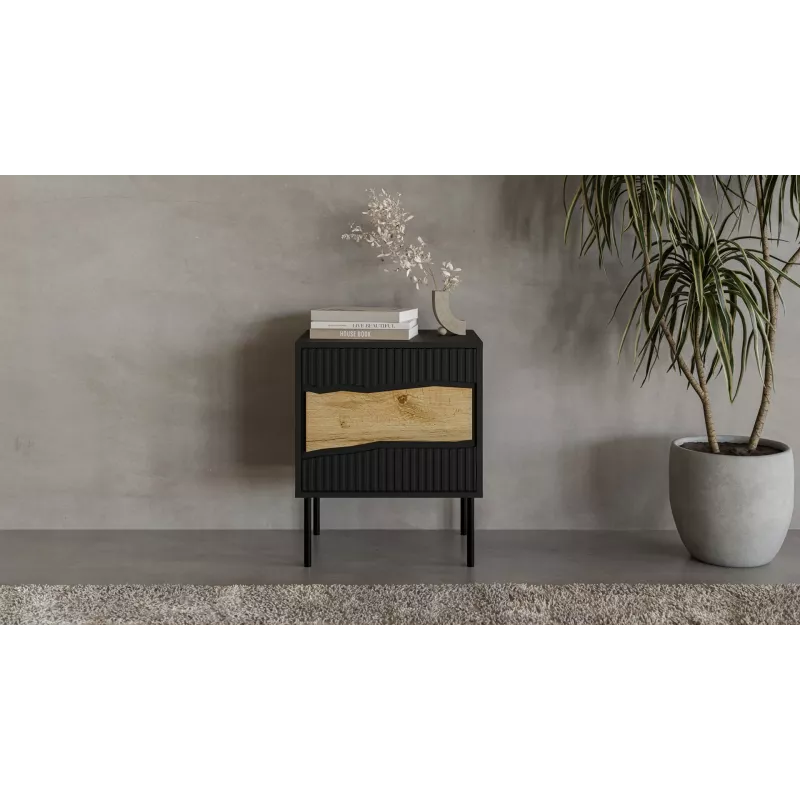 Cama INSERTO Szafka nocna, 2 szt., 50x40x61.5 cm, czarny + LED