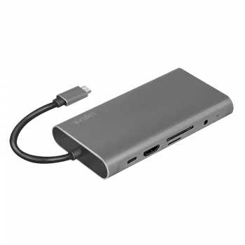 LogiLink UA0383 Stacja dokująca i replikator portów do notebooka Przewodowy USB 3.2 Gen 1 (3.1 Gen 1) Type-C Srebrny (UA0383)
