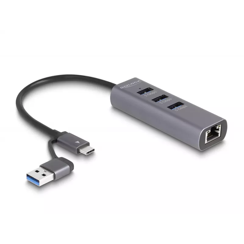 DeLOCK 64282 stacja dokująca do laptopa i replikator portów Przewodowy USB 3.2 Gen 1 (3.1 Gen 1) Type-C Szary (64282)