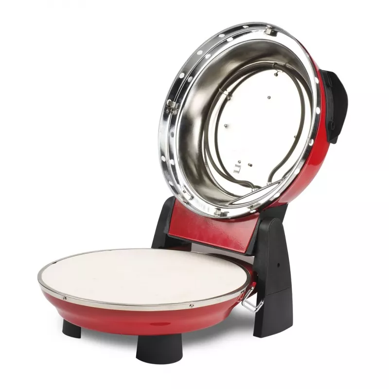Maszynka do pizzy G3FERRARI G10032 — 1200 W, kamienna powierzchnia do pieczenia, maks. 400°C, pizza 31 cm, timer mechaniczny, czerwona