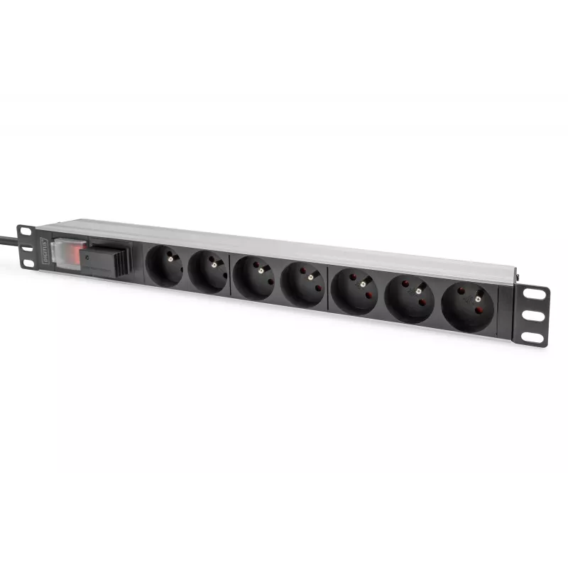 Listwa zasilająca Digitus z profilem aluminiowym, 7 gniazd CEE 7/5, kabel 2 m