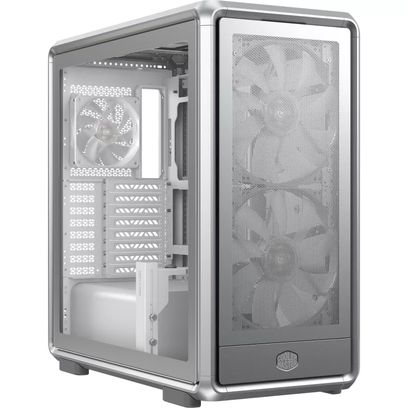 PC Midi Tower Cooler Master MasterFrame 600 Mesh Srebrny — obsługuje ATX/EATX, przednie 2×200 mm, dyski 2,5 cala/3,5 cala