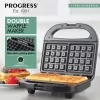 Podwójna gofrownica Progress EK5852PVDE — podwójne płyty, powłoka zapobiegająca przywieraniu, regulacja temperatury