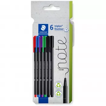 Fineliner Staedtler 334 C6 Czarny Niebieski Zielony Czerwony Fioletowy 5 szt.