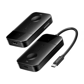 bezprzewodowy nadajnik/odbiornik USB-C do HDMI Vention ADOBB — 4K@30Hz, 1×HDMI, kabel USB-C 1 m, czarny