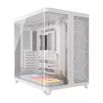 Obudowa PC Corsair AIR 5400 LX-R RGB iCUE LINK Midi Tower Biała — ATX/EATX/Micro-ATX/Mini-ITX, hartowane szkło, wnęki: 1×3,5 cala + 2×2,5 cala, wsparcie dla wentylatorów 120 mm