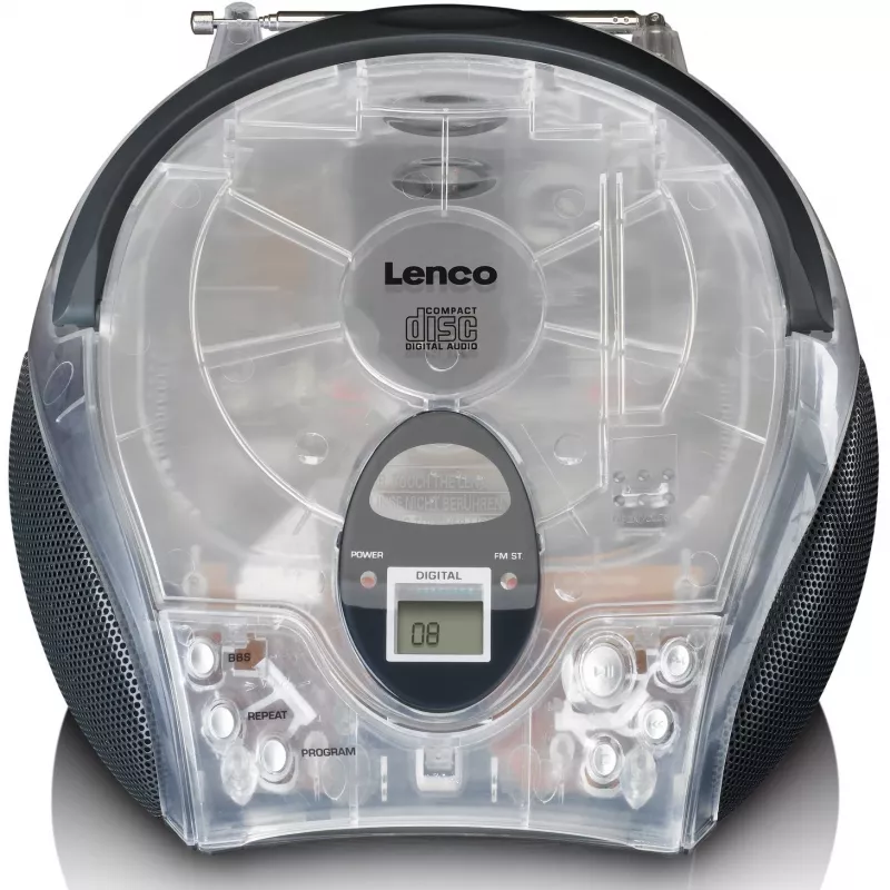 Przenośne radio z odtwarzaczem CD Lenco SCD-24TR — FM, moc wyjściowa 4 W, LCD, antena teleskopowa, AC/DC, baterie 6×C