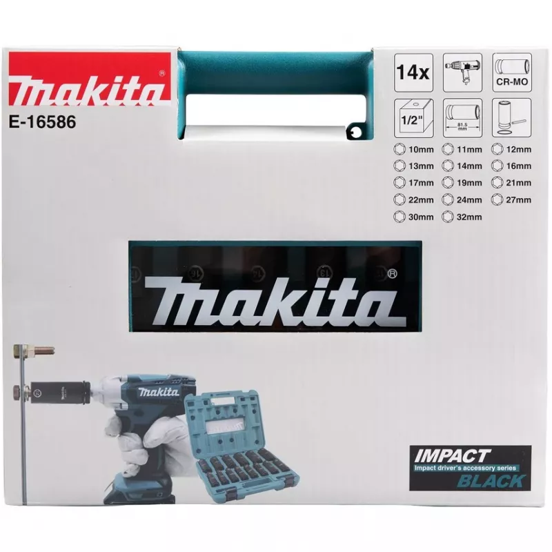 Makita E-16586 zestaw nasadek udarowych Czarny, Zielony