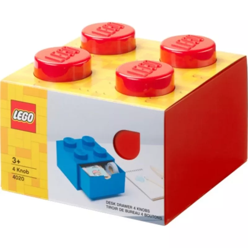 LEGO szuflada na biurko 4, pudełko do przechowywania, czerwone, wypustki