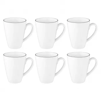 Zestaw 6 kubków z uchwytem SELECT SELTMANN LIDO Czarny LINE – ceramiczne kubki do picia, zestaw 6 szt.
