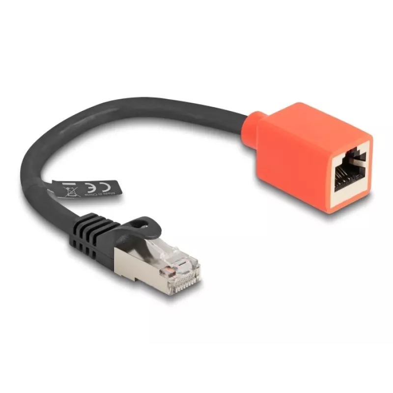 Kabel sieciowy DeLOCK Adapter ochronny urządzenia RJ45 Kat.6A S/FTP 20 cm Czarny Czerwony