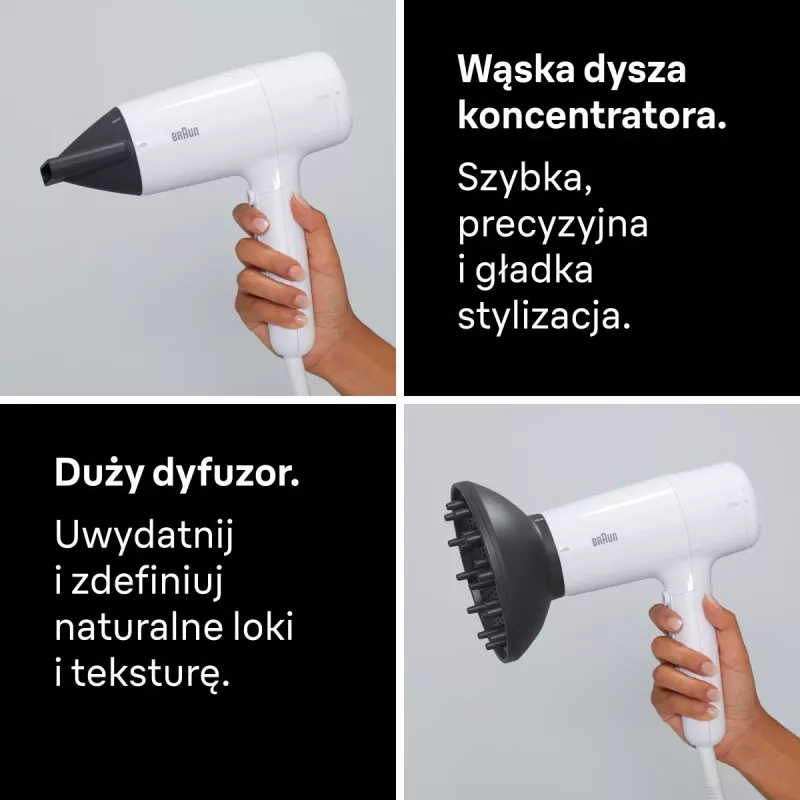 Suszarka do włosów Braun BRHD226E 2200W Technologia jonowa Lekka