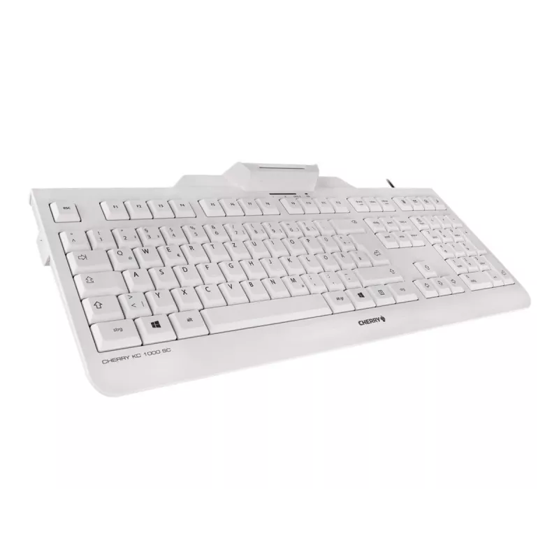 Klawiatura CHERRY KC 1000 SC przewodowa klawiatura z czytnikiem kart inteligentnych jasnoszara USB QWERTY UK