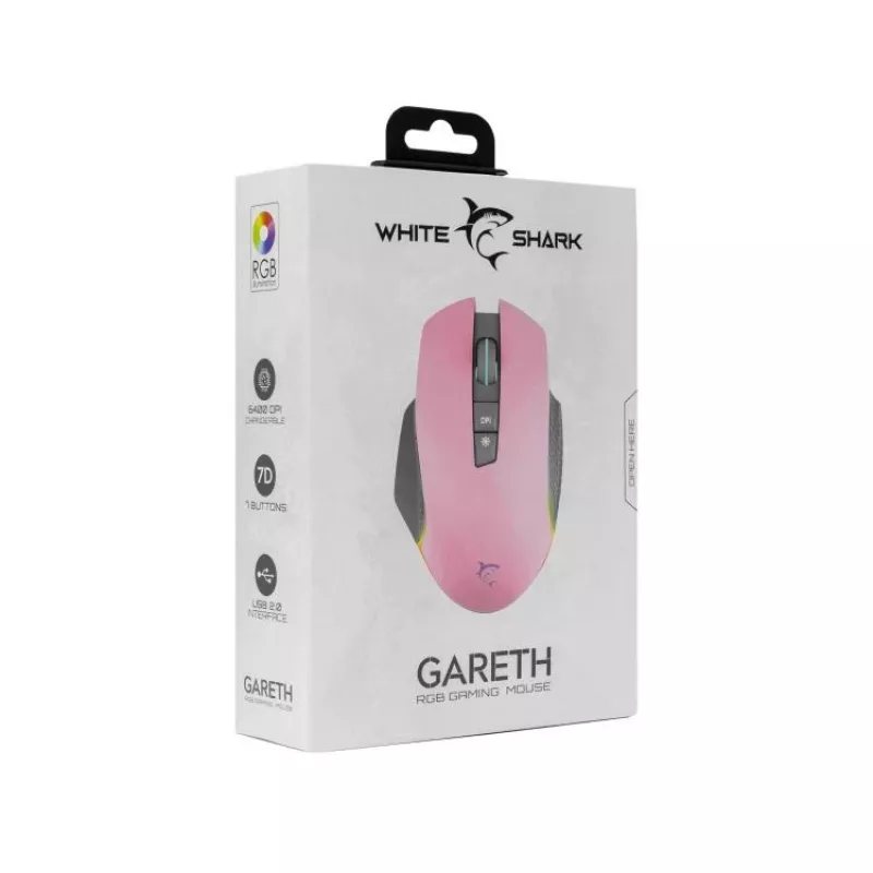Mysz gamingowa White Shark GARETH Pink USB Type-A