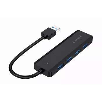 Koncentrator USB Gembird 4-portowy USB 3.1 (Gen 1) — 4 porty, USB 3.2 Gen 1 Type-A, 5V/2.1A, 109×30×10 mm, czarny