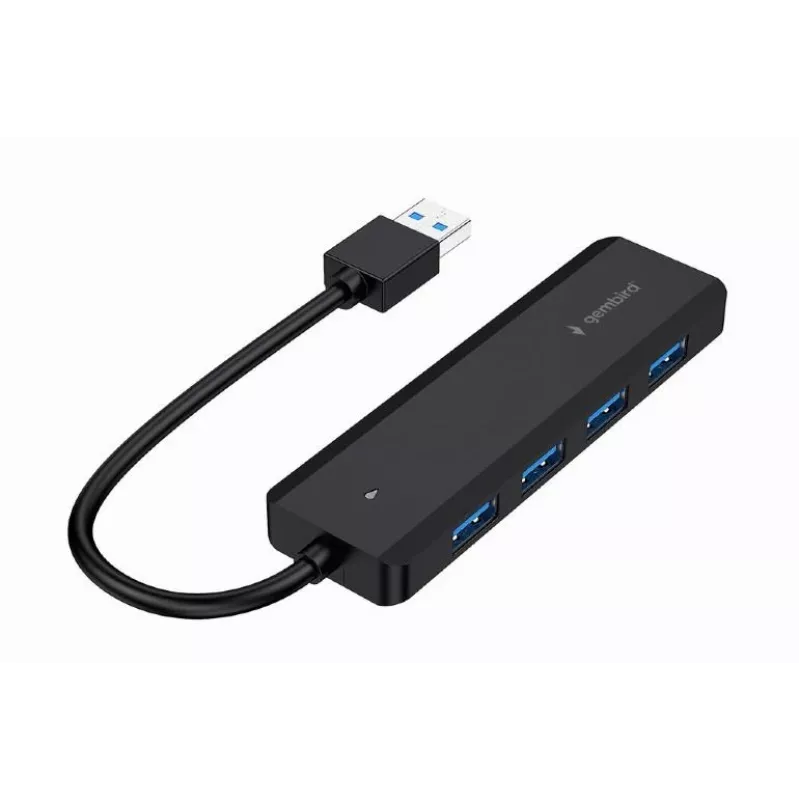 Koncentrator USB Gembird 4-portowy USB 3.1 (Gen 1) — 4 porty, USB 3.2 Gen 1 Type-A, 5V/2.1A, 109×30×10 mm, czarny