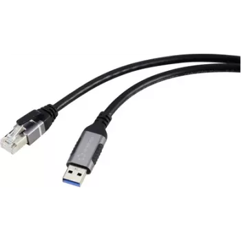 Kabel adaptera sieciowego Renkforce USB [1x USB 3.2 Gen 1 wtyk A (USB 3.0) - 1x wtyk RJ45] 1,80 m aluminiowa wtyczka (RF-6055784)