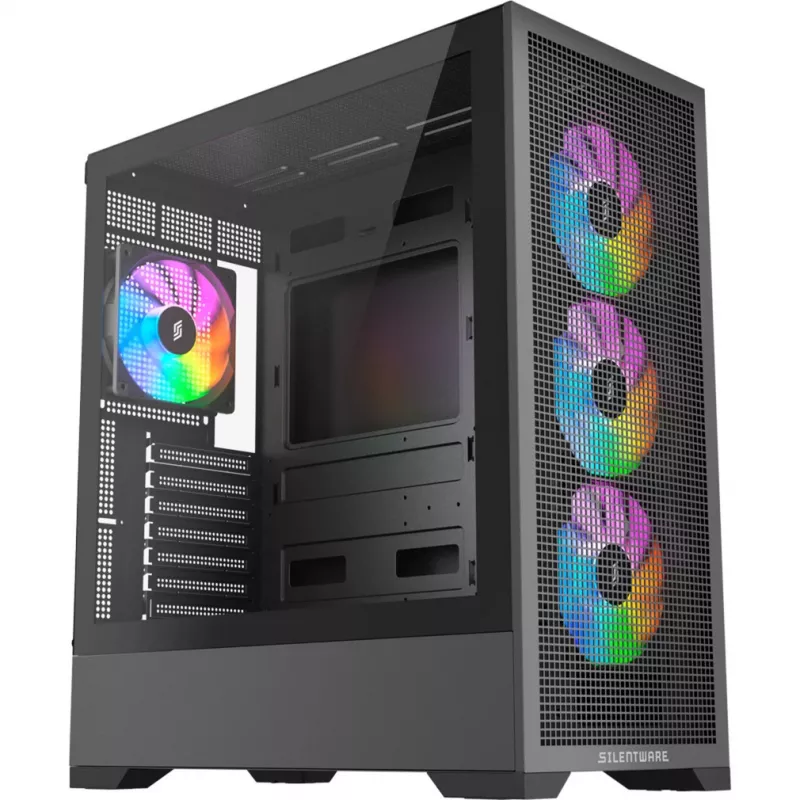 Obudowa komputerowa Silentware Core 100 A-RGB Czarny — model CORE100Czarny, oświetlenie A-RGB, format mid-tower